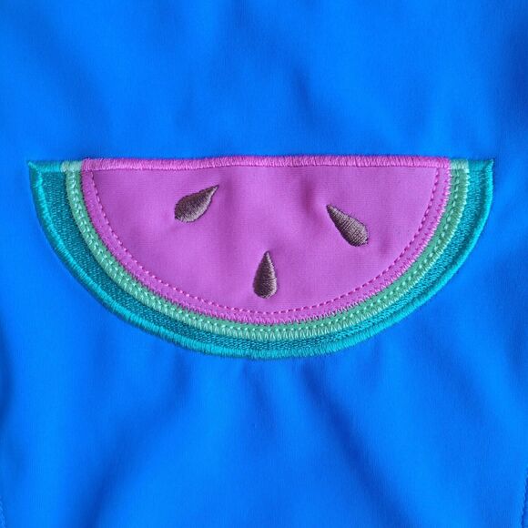 LANDS End Kids 4T Long Sleeve Watermelon Rash Guard Colorblock Mockneck Swim - Picture 6 of 9